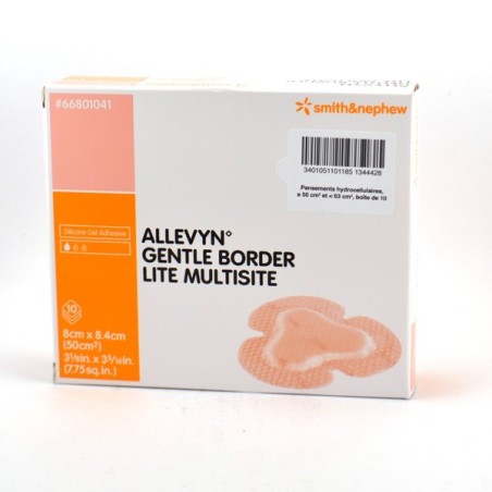 ALLEVYN Gentle Border Lite Multisite 10 Pansements de Mousse Hydrocellulaire Adhésif - Smith&Nephew 8cmx8.4cm