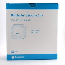 Biatain Silicone Lite, 10 Pansements Hydrocellulaires Adhésifs Siliconés de 12.5 x 12.5 cm