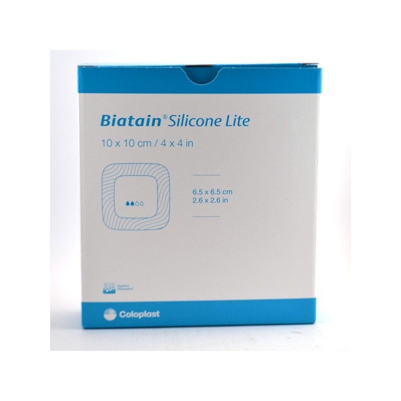 Biatain Silicone Lite, 10 Pansements Hydrocellulaires Adhésifs Siliconés de 12.5 x 12.5 cm