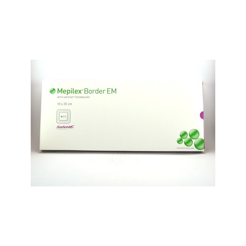 Mepilex Border EM, 10 Pansements Hydrocellulaires Auto-adhésifs Siliconés de 10 x 25 cm