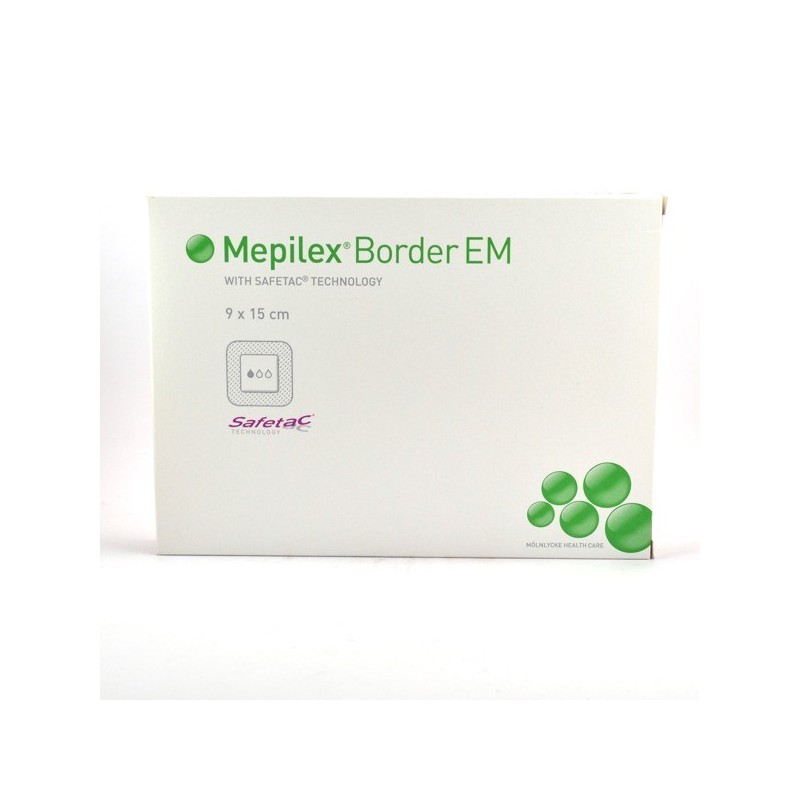 Mepilex Border EM, 10 Pansements Hydrocellulaires Auto-adhésifs Siliconés de 9 x 15 cm