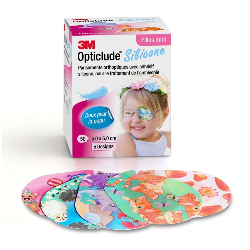Pansements Orthoptiques 5.0 cm X 6.0 cm Opticlude Silicone Fille Mini -3M - Boite De 50