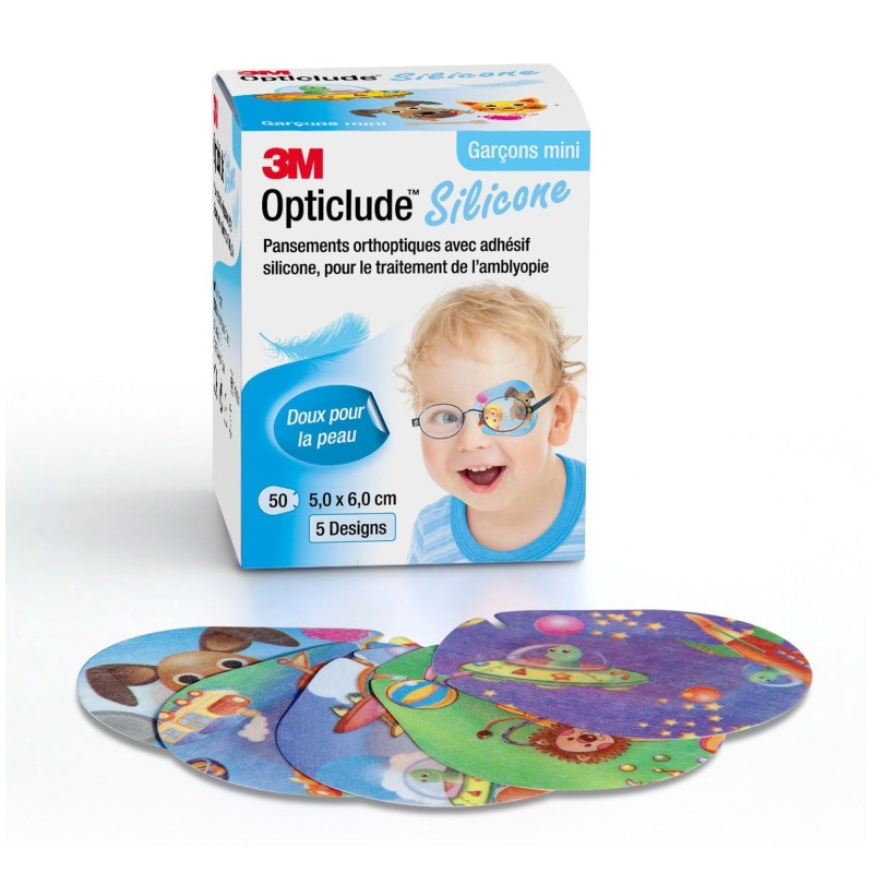  Orthoptic Dressings 5.0 cm X 6.0 cm Opticlude Silicone Bandages Boys Mini -3M - Box Of 50 3M