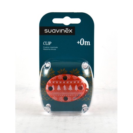 Attache-Sucette Ovale Suavinex Rouge \"Déco de Noël\"