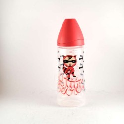 Biberon Super-Héros Rose, Tétine Physiologique Silicone, Débit Moyen - +6 Mois, 360 ml, Suavinex