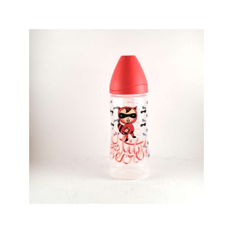 Biberon Super-Héros Rose, Tétine Physiologique Silicone, Débit Moyen - +6 Mois, 360 ml, Suavinex