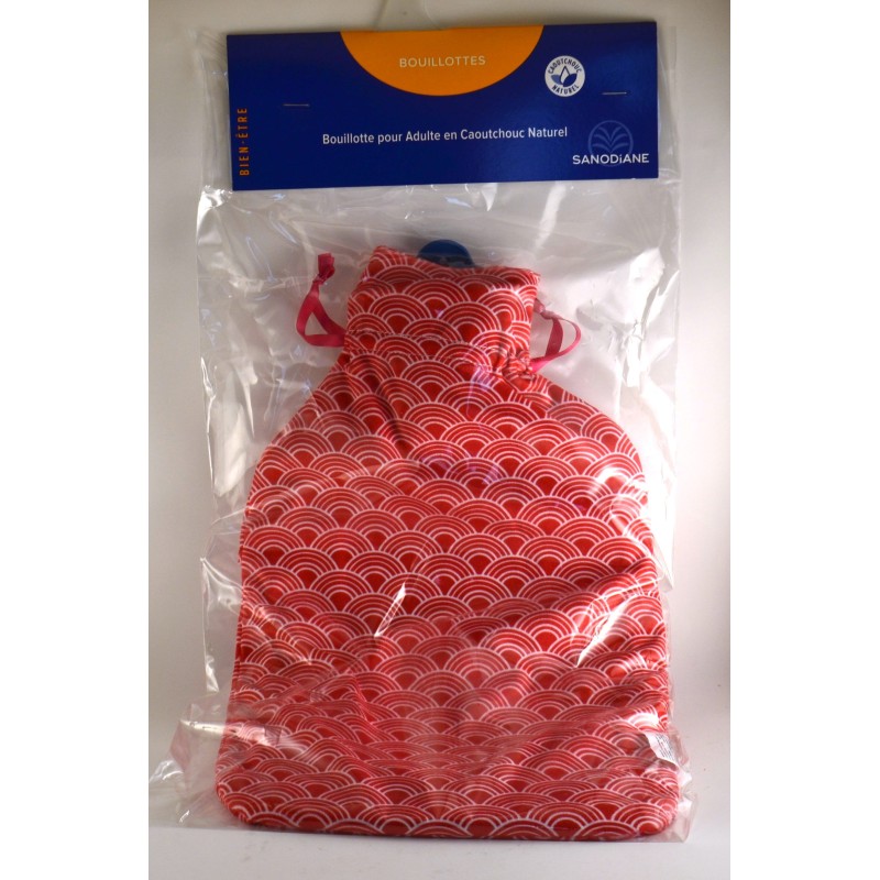 Bouillotte Tissu Décor Rouge Sanodiane