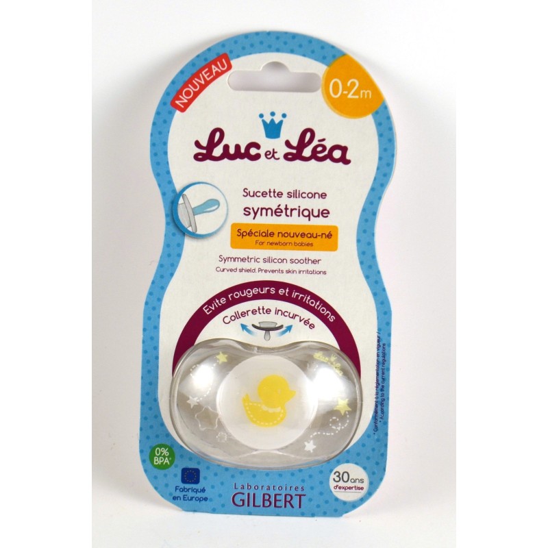 Sucette Symétrique en Silicone - Luc et Léa - Jaune - 0-2 Mois