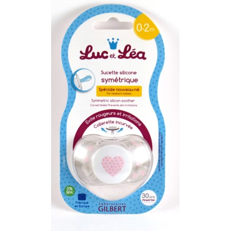 Sucette Symétrique en Silicone - Luc et Léa - Coeur - 0-2 Mois