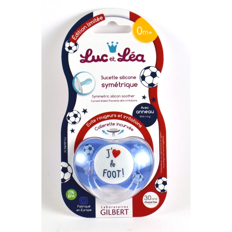 Sucette Symétrique Silicone, Luc et Léa,  Edition Limité Foot, 0-6 mois