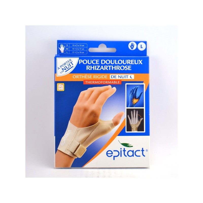  Thermoforming Rigid Night Splint, Painful Thumb Rhizarthrosis - Epitact, Right-Hand, Size L Epitact