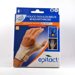 Orthèse Rigide de Nuit Thermoformable, Pouce Douloureux Rhizarthrose - Epitact, Main Gauche, Taille L