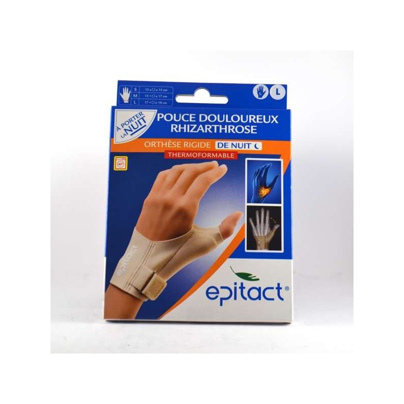  Thermoforming Rigid Night Splint, Painful Thumb Rhizarthrosis - Epitact, Left-Hand, Size L Epitact