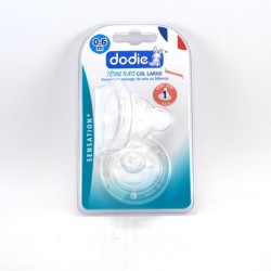 Set of 2 Flat Nipples for Large Neck Bottle - Sensation + Silicone 0-6 Months Slow Flow, Dodie No. 1 Dodie