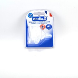 Set of 2 Round Pacifiers - 3 Speed for Large Neck Bottle  - Silicone 0-6 Months - Slow Flow, Dodie No. 1 Dodie