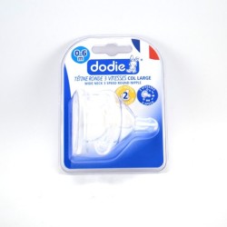 Set of 2 Round Pacifiers -  3 Speed for Large Neck Bottles -Silicone 0-6 Months - Medium Flow, Dodie No. 2 Dodie