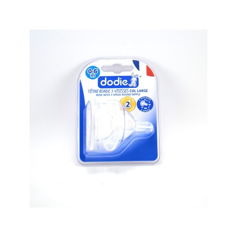 Lot De 2 Tétines Rondes 3 Vitesses pour Biberon Col Large Silicone 0-6 Mois Débit Moyen, Dodie N°2