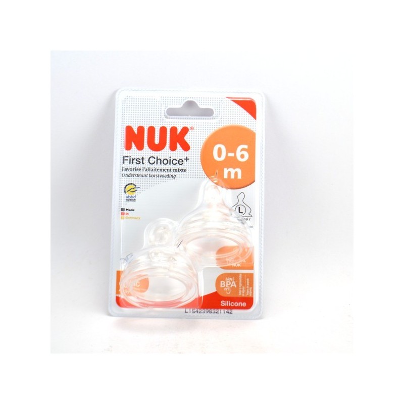 Tétines First Choice+ Silicone De 0 à 6 Mois L - Nuk - Lot De 2