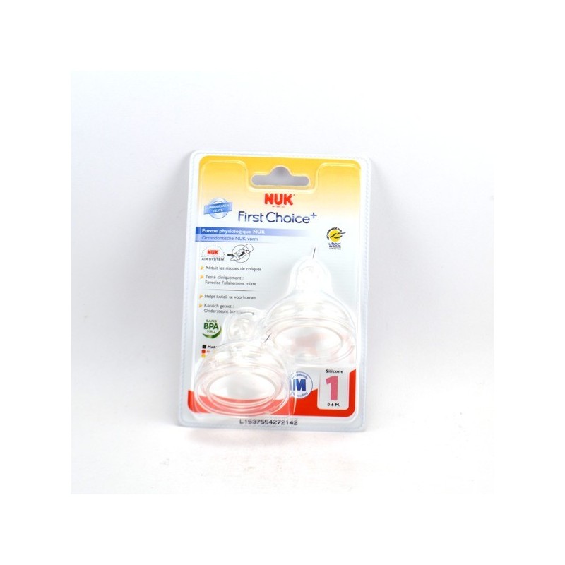 Tétines First Choice+ Silicone De 0 à 6 Mois M - Nuk - Lot De 2