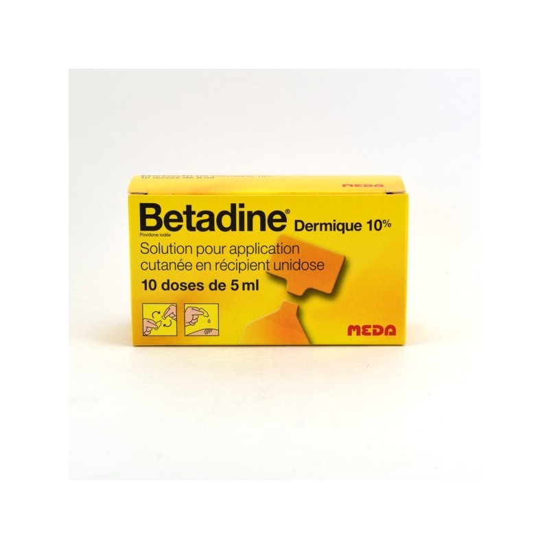 Betadine Dermique 10% MEDA, 10 Unidoses de 5 ml