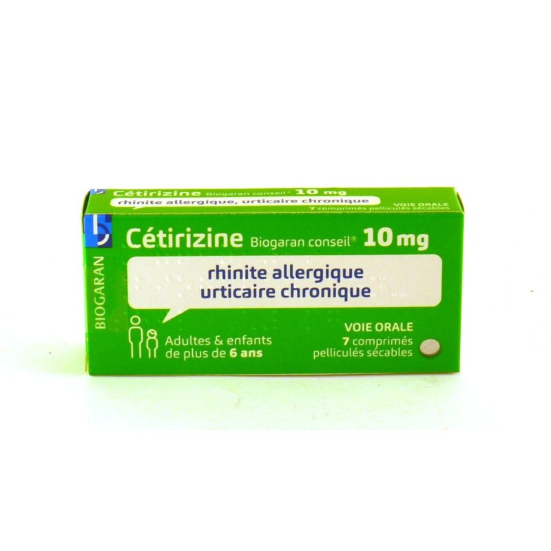 Cetirizine Biogaran Conseil 10 mg, comprimé pelliculé sécable Dichlorhydrate de cétirizine 7 Comprimés
