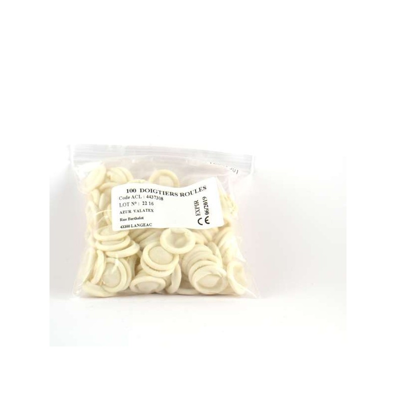 Flexible rolled latex fingers per 100, pharmavaletex, single use pharmavaletex