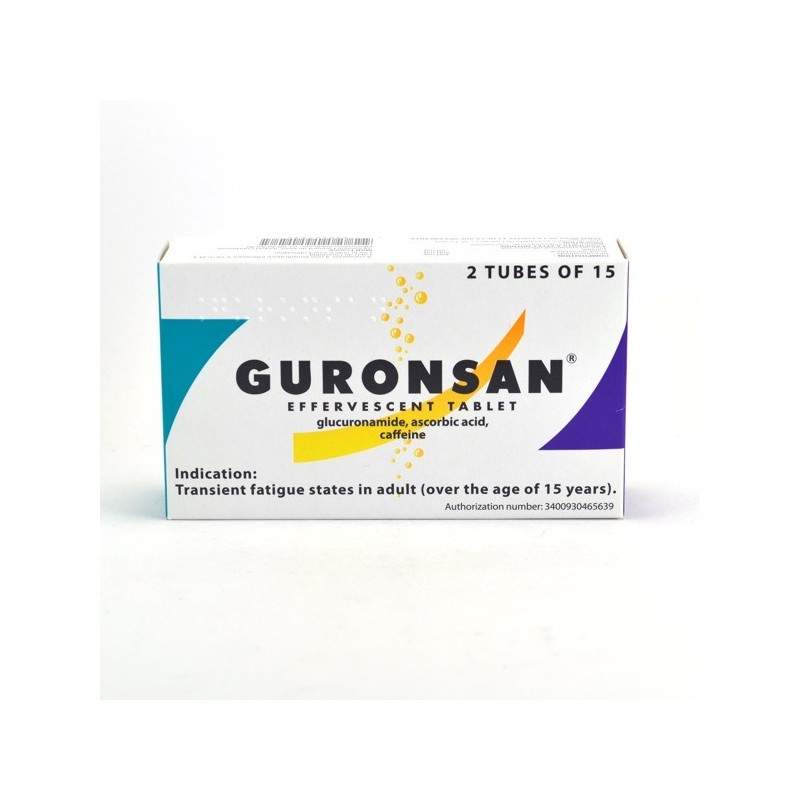Guronsan Etats De Fatigue Passagers Adulte (+ De 15 ans), 2 Tubes De 15 Comprimés Effervescents