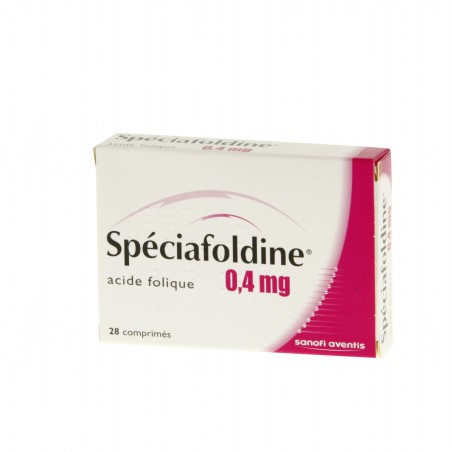  Speciafoldine 0.4 mg Folic Acid - 28 Tablets Sanofi Aventis