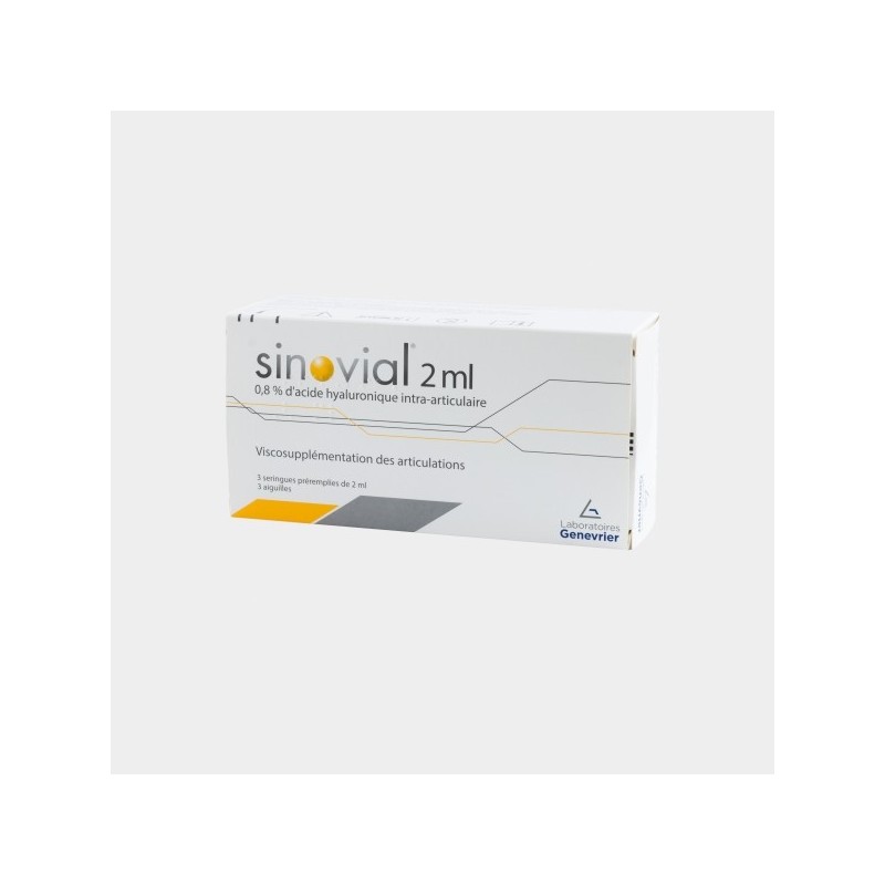  Sinovial 2ml, Hyaluronic Acid, Box of 3 syringes - athrosis and articulation Genevrier