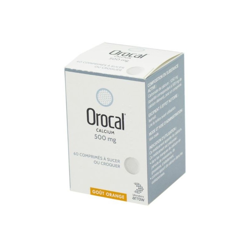  Orocal 500mg, Calcium Carbonate, 60 tablets to suck Orocal