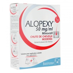 Alopexy - Minoxidil 5mg/ml - Chute de cheveux modérée - 3 flacons de 60ml