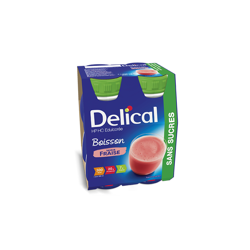 Délical boisson sans sucres, fraise, 4 x 200ml