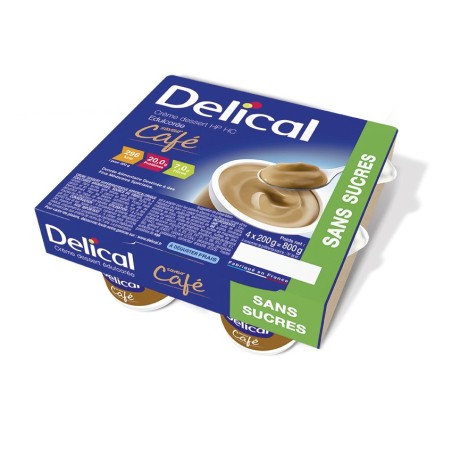 Delical sugar-free dessert cream, coffee, 4 x 200g