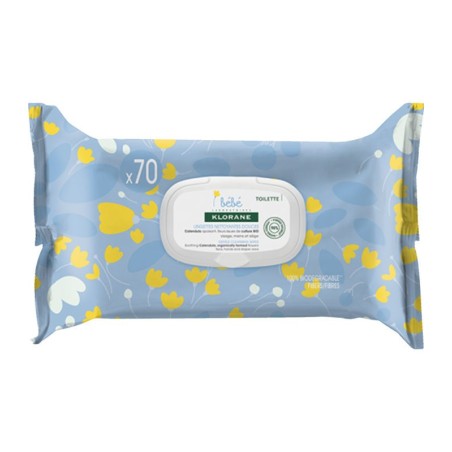 Lingettes Nettoyantes et Apaisantes Spéciales Change Klorane  x 70 lingettes - Dévidoir
