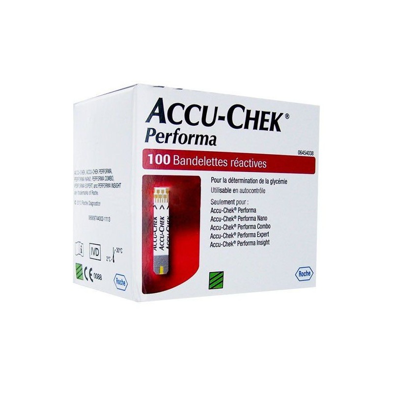 Reactive Strips - Blood Glucose Monitoring - Accu-Chek PERFORMA - 100 Strips