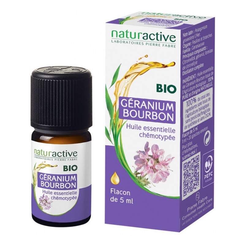 Organic Geranium Bourbon Essential Oil, Naturactive, 5 ml