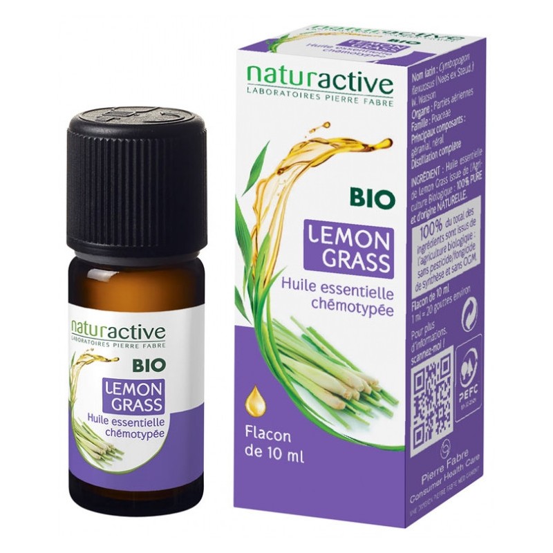 Organic Lemongrass Essential Oil, Naturactive, 10ml