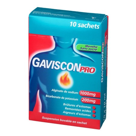 Gavisconpro - Brûlures d'Estomac -Menthe Sans Sucre - 10 Sachets