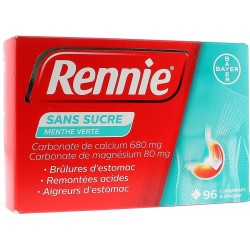 Rennie Comprimé A Croquer Menthe Verte Sans Sucre Brûlures d'Estomac, Boite de 96