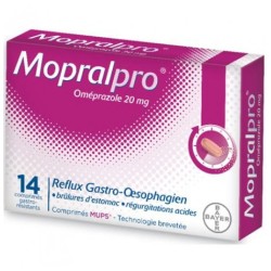  Mopralpro Omeprazole 20mg, Stomach-Oesophagian reflux, Heartburn, 14 tablets Bayer