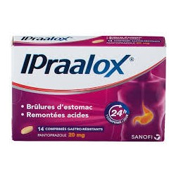  Ipraalox Pantoprazole 20mg, Heartburn, Box of 14 gastro-resistant tablets Sanofi Aventis