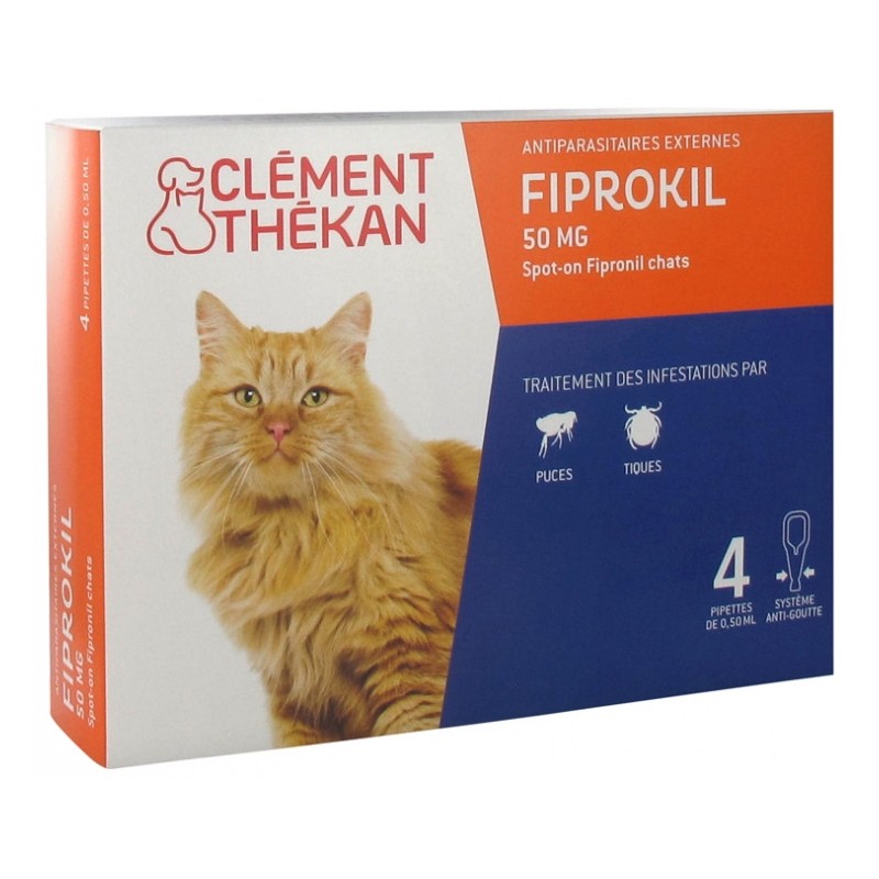 Fiprokil 50 mg - Antiparasitic Cats - Clément Thékan - 4 Pipettes