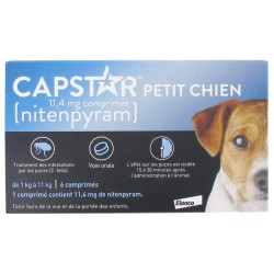  Capstar 11.4 mg, Treatment of flea infestations, Cats and Small Dogs from 1 kg to 11 kg - 6 Tablets Elanco