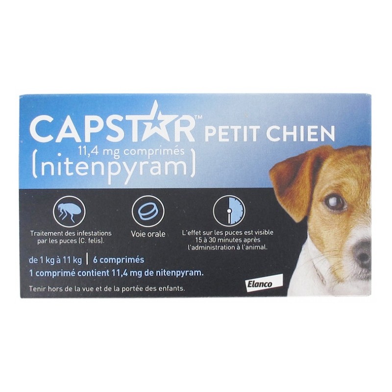  Capstar 11.4 mg, Treatment of flea infestations, Cats and Small Dogs from 1 kg to 11 kg - 6 Tablets Elanco