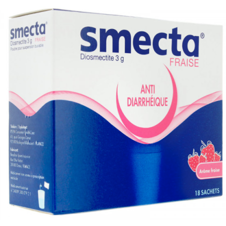 Smecta Fraise, diosmectite 3g, 18 Sachets - diarrhée aiguë, chronique, coliques - IPSEN