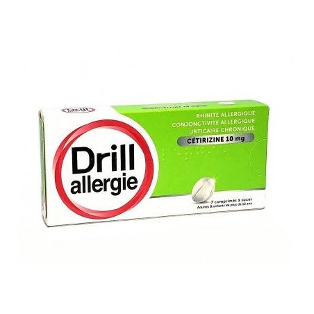 Drill allergie cétirizine 10 mg, 7 comprimés