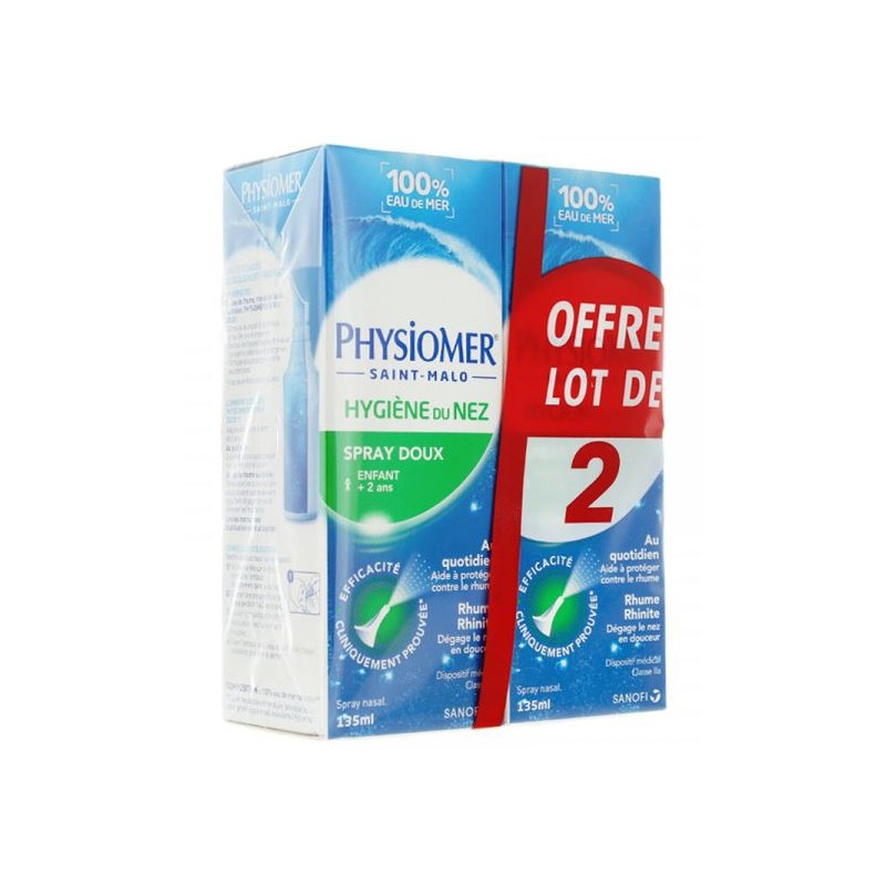 Spray d'Eau de Mer Nasal Enfants & Adultes Physiomer, Lot de 2x135 ml