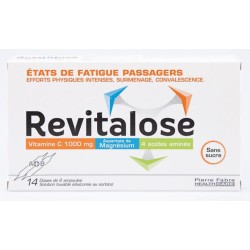 Revitalose vitamine C 1g, Aspartate de Magnésium, 4 acides aminés - 14 doses de 2 Ampoules