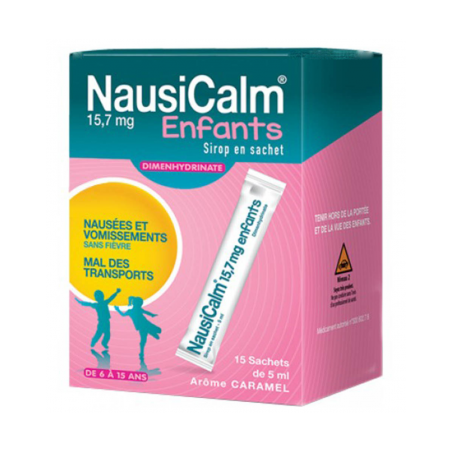  Nausicalm 15,7 mg Children, syrup in sachet Dimenhydrinate - Nausea & Vomiting, Motion Sickness Nausicalm