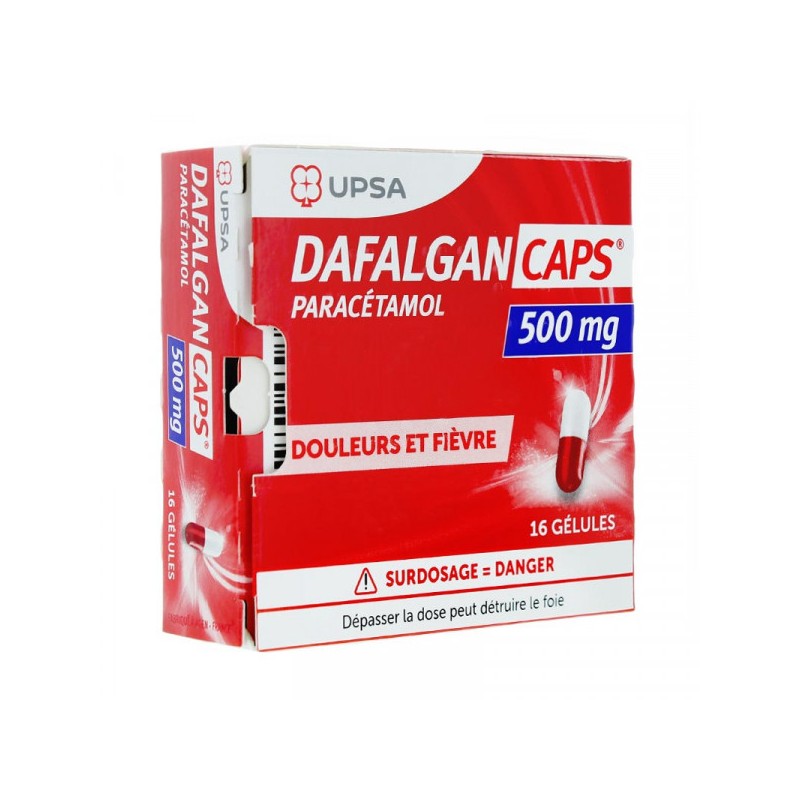 DafalganCaps 500 mg Paracétamol Douleurs et Fièvre, 16 Gélules
